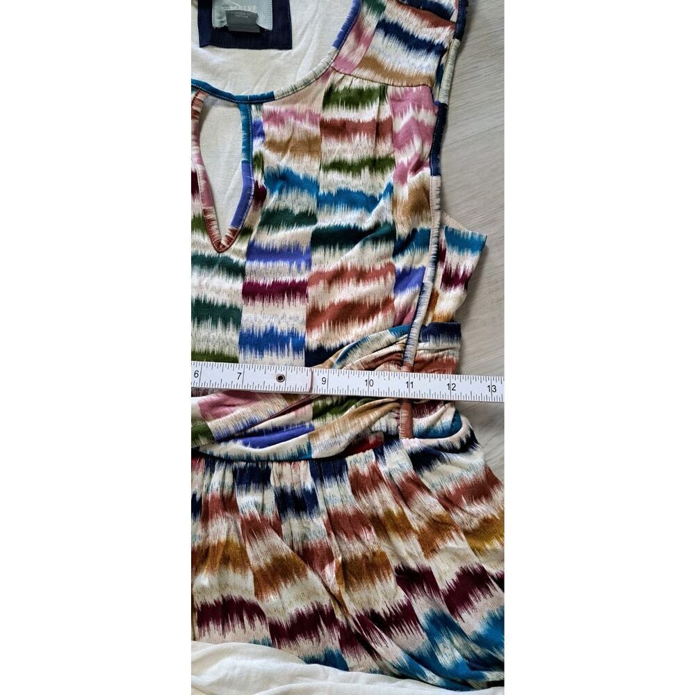 ANTHROPOLOGIE Maeve Sennebec Fit Flare Dress Sz S Jersey Knee Colorful Ikat - Picture 12 of 13